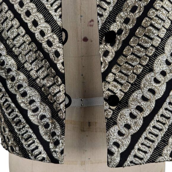 Doncaster Womens Velvet Metallic Jacquard Vest Sz 8 Gold Silver Evening Shimmer - Picture 8 of 15